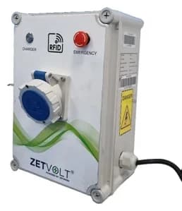 Zetwerk AC charger — three-quarter view